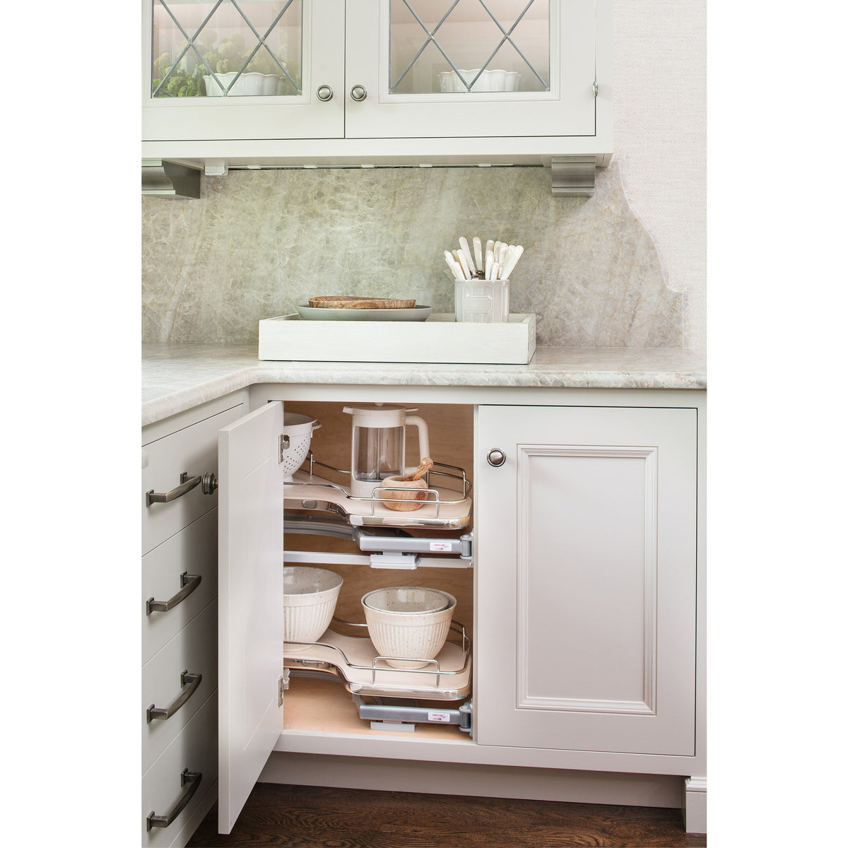 Rev-A-Shelf Cloud 37.63-in W x 24.44-in H 2-Tier Blind Corner Cabinet Pull-Out Organizer, Maple