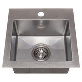 Pro 15 in. Topmount Single Bowl Bar Kitchen Sink in DuraSnow® Stainless Steel