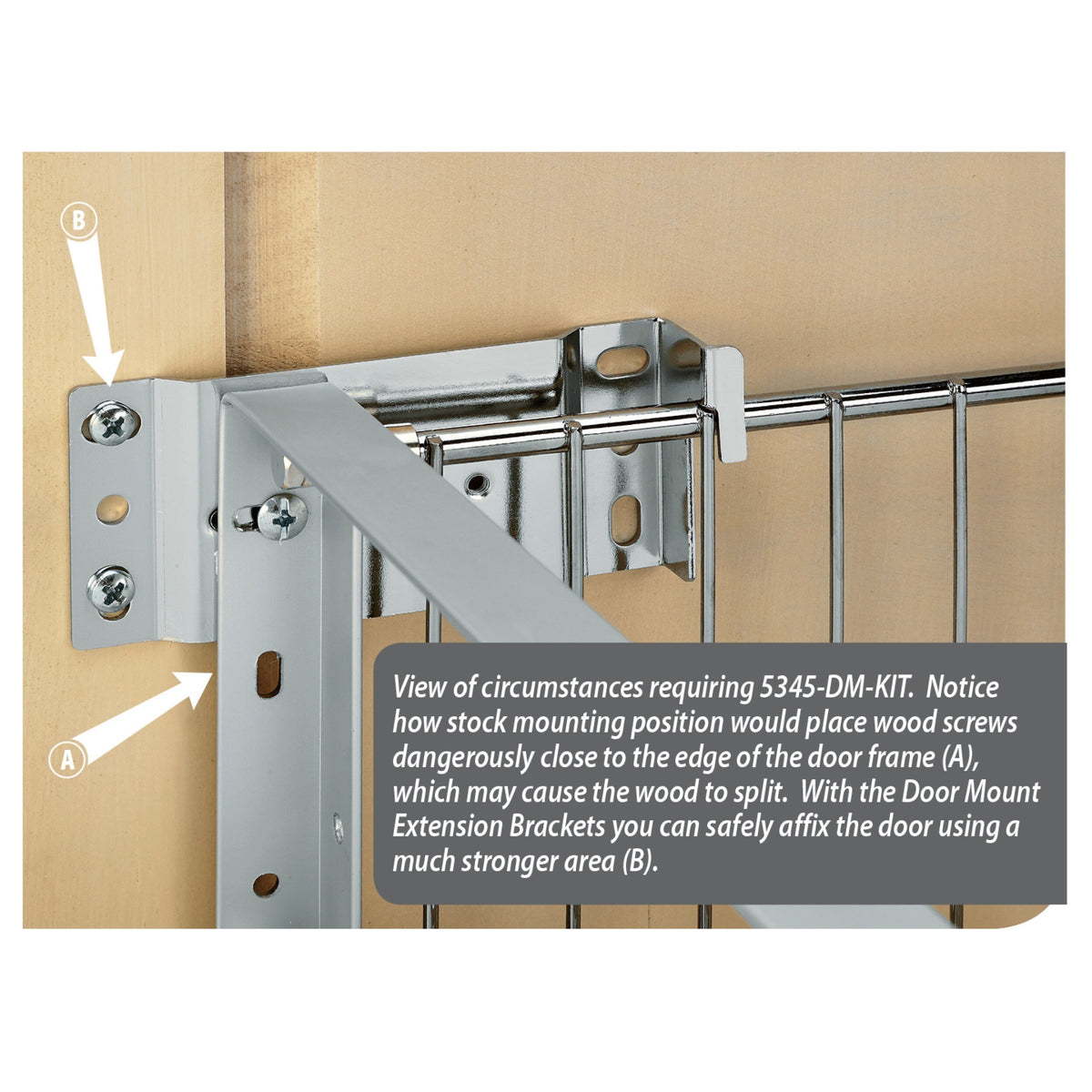 Rev-A-Shelf 1.5-in W x 8-in H Door-Mount Extension Brackets Kit for 5349 Waste Containers, Metallic Silver