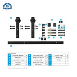 78 in. Black Solid Steel Rolling Barn Door Hardware Kit for Single Wood Doors with Non-Routed Adjustable Floor Guides - Super Arbor