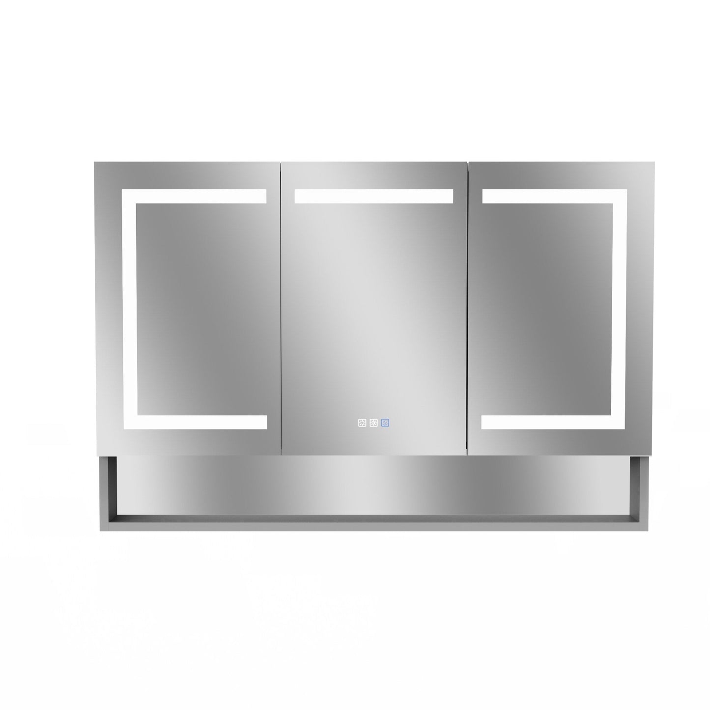 Forclover 48-in x 32-in Lighted LED Fog Free Surface/Recessed Mount Alminum Mirrored Soft Close Medicine Cabinet