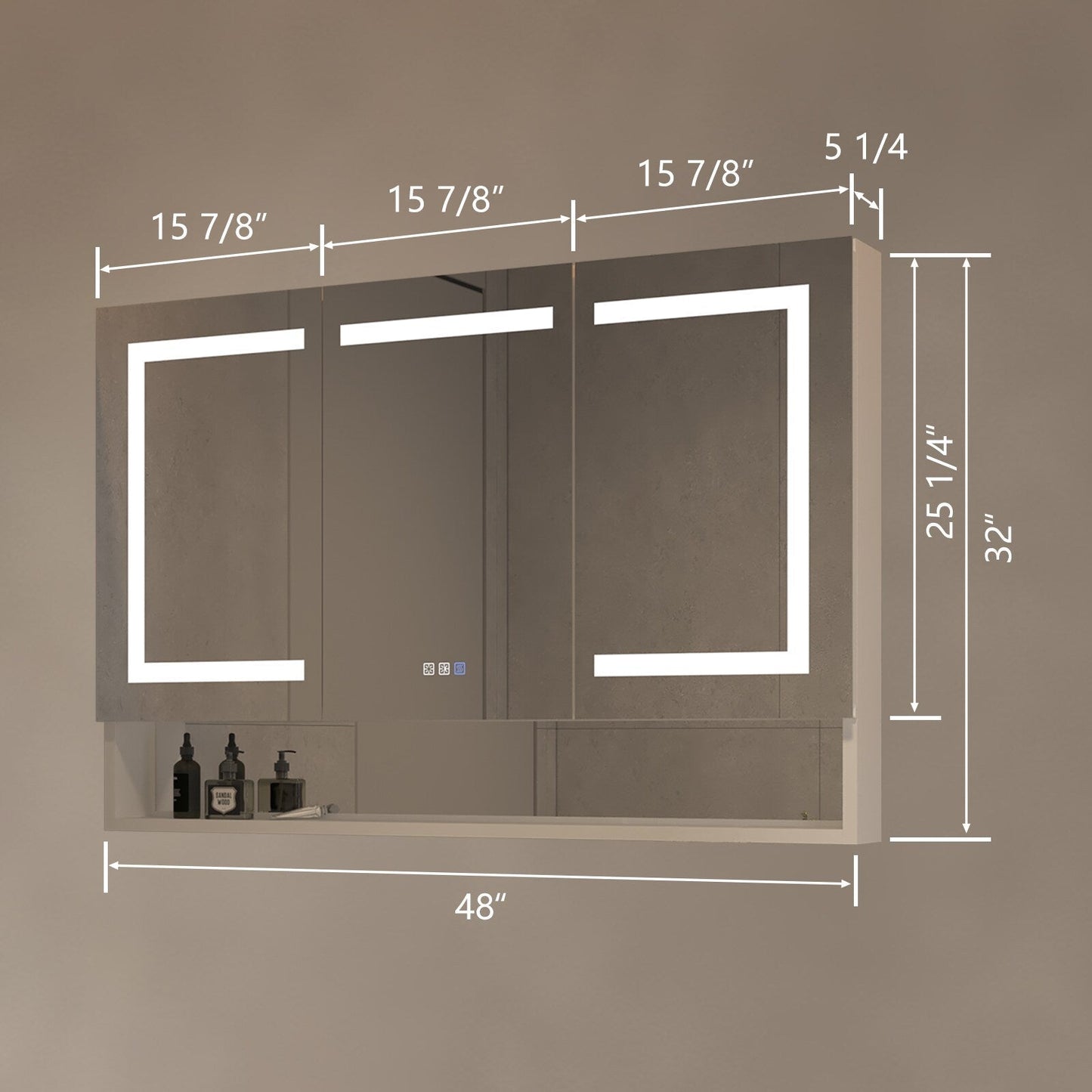 Forclover 48-in x 32-in Lighted LED Fog Free Surface/Recessed Mount Alminum Mirrored Soft Close Medicine Cabinet