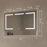 Forclover 48-in x 32-in Lighted LED Fog Free Surface/Recessed Mount Alminum Mirrored Soft Close Medicine Cabinet