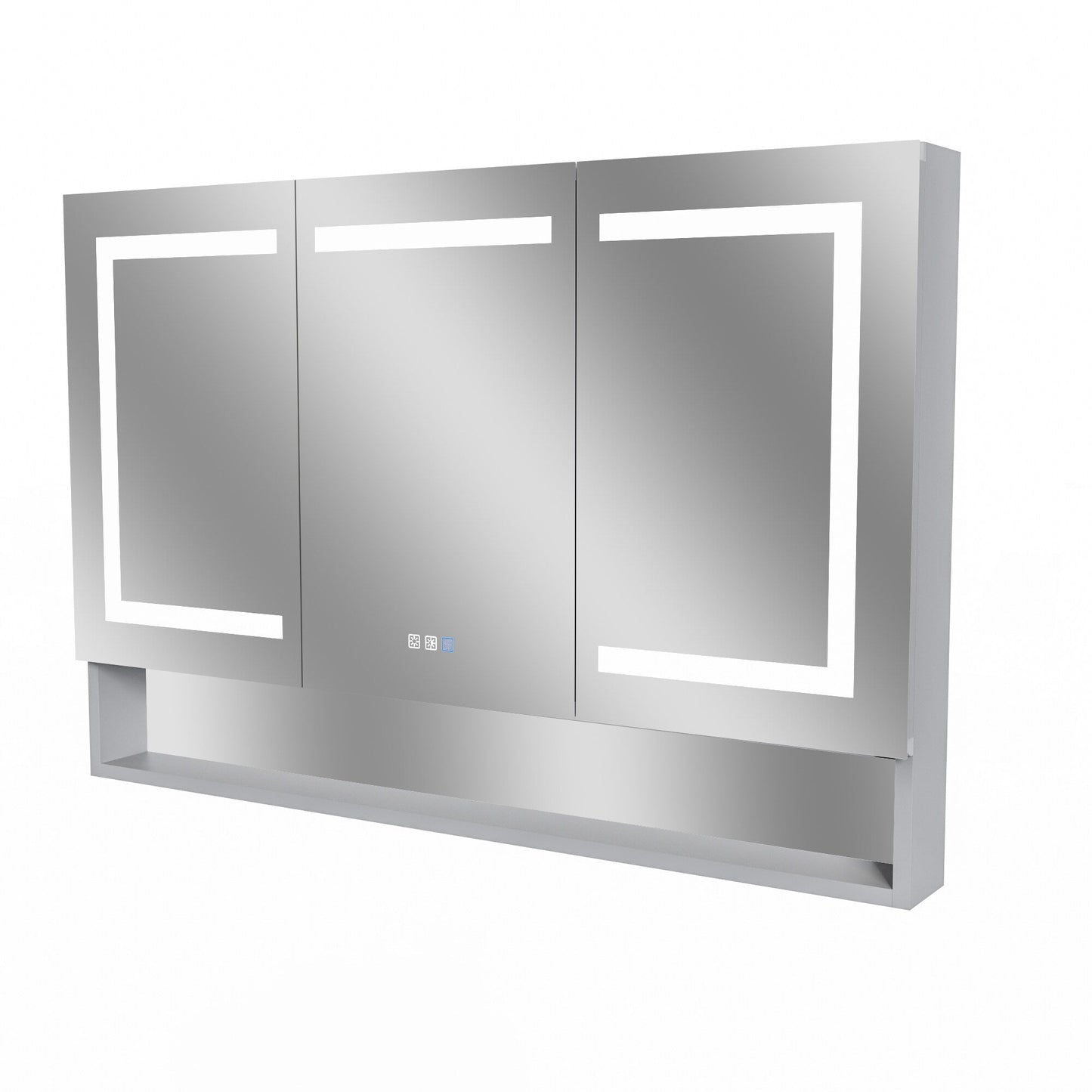 Forclover 48-in x 32-in Lighted LED Fog Free Surface/Recessed Mount Alminum Mirrored Soft Close Medicine Cabinet