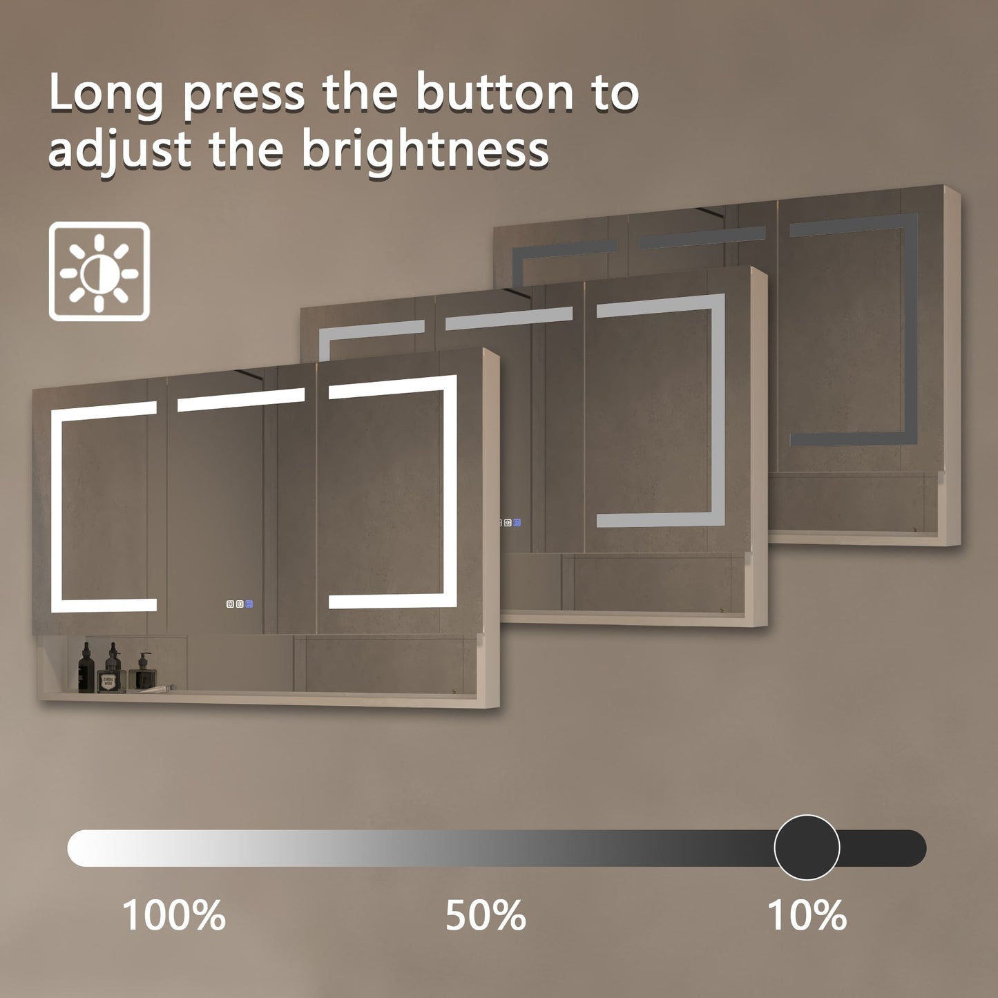 Forclover 48-in x 32-in Lighted LED Fog Free Surface/Recessed Mount Alminum Mirrored Soft Close Medicine Cabinet