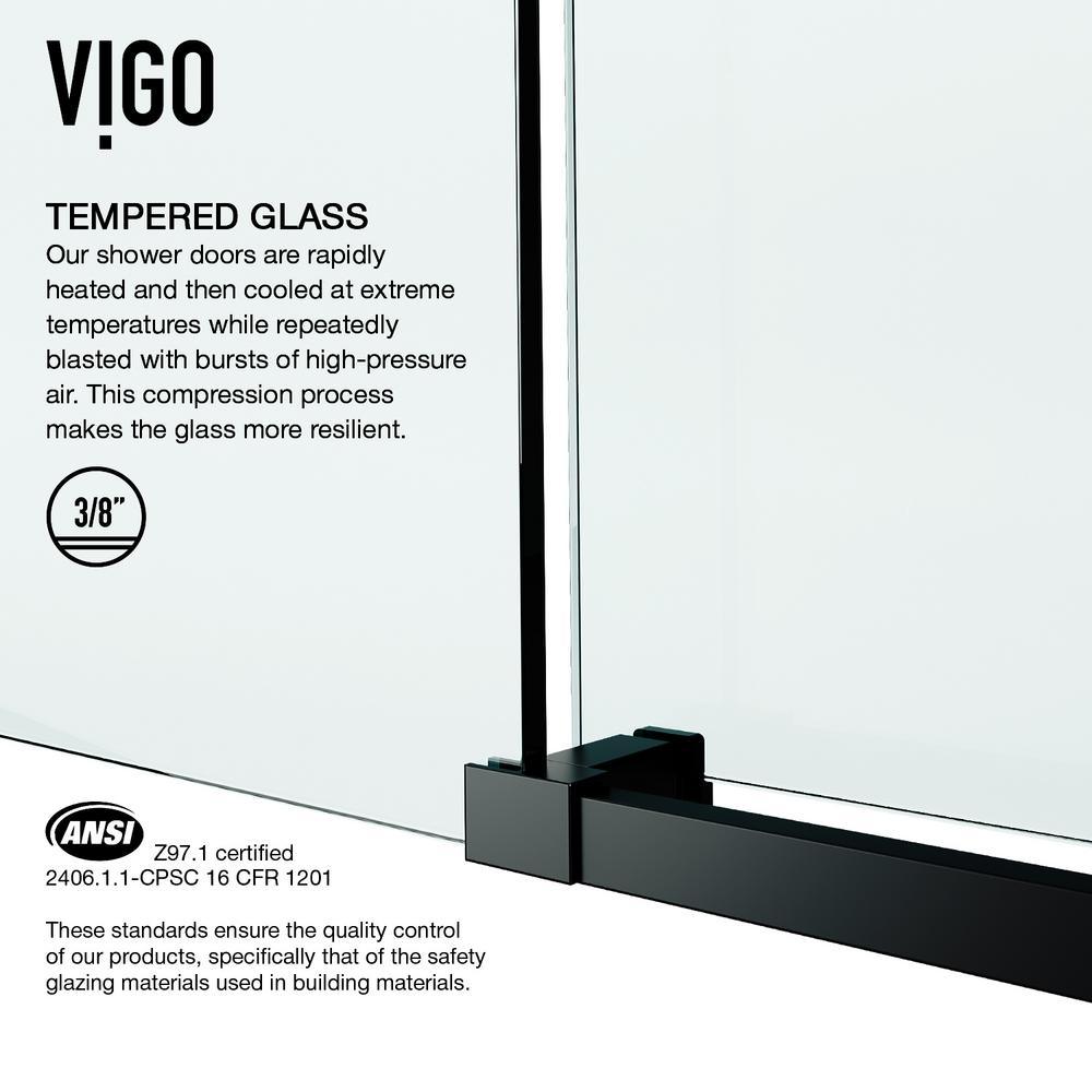 Elan E-class 60 in. x 76 in. Frameless Sliding Shower Door in Matte Black with Clear Glass and Handle - Super Arbor