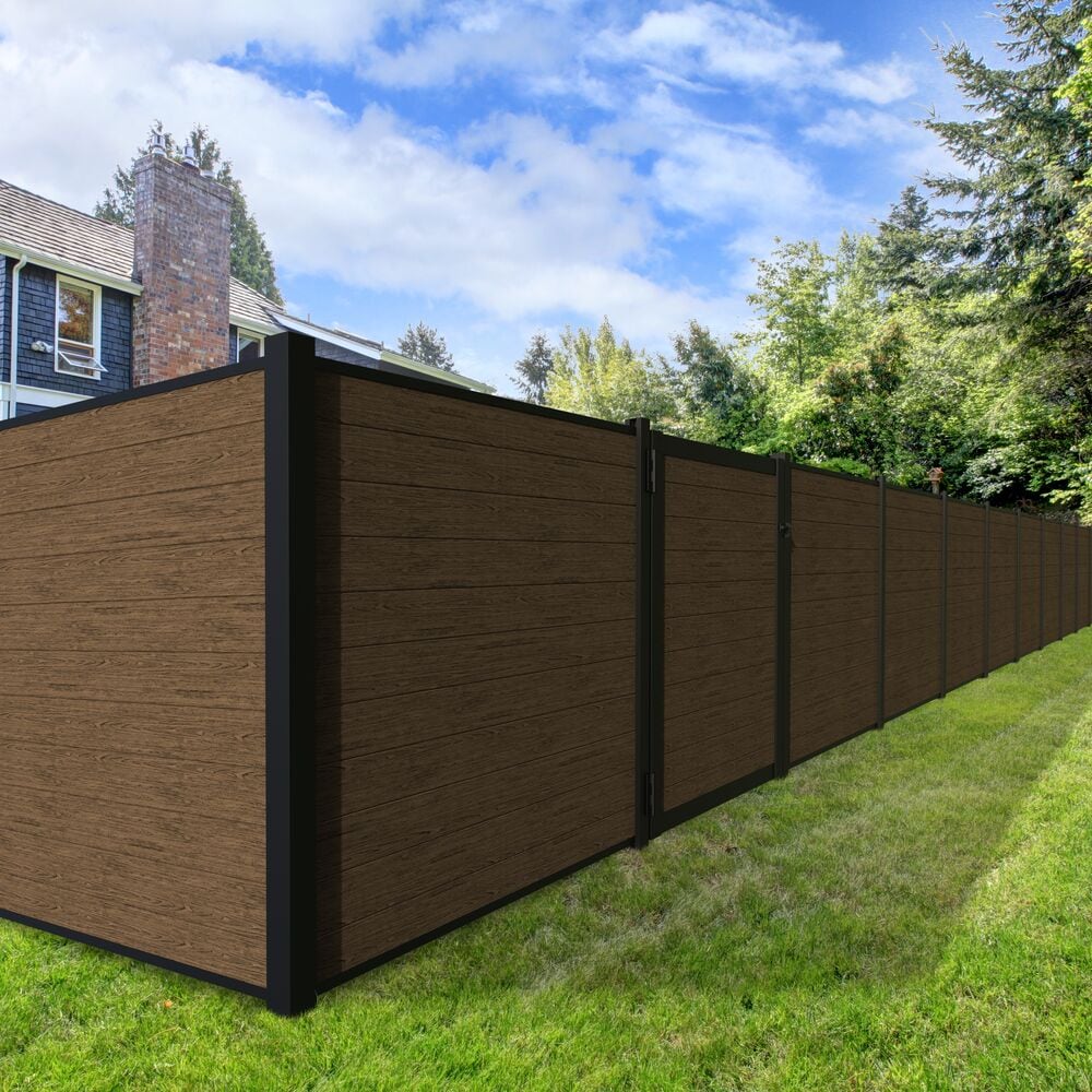 Freedom Alloy Mixed Material 6-ft H x 4-in W Matte Black Aluminum Privacy Fence Rail