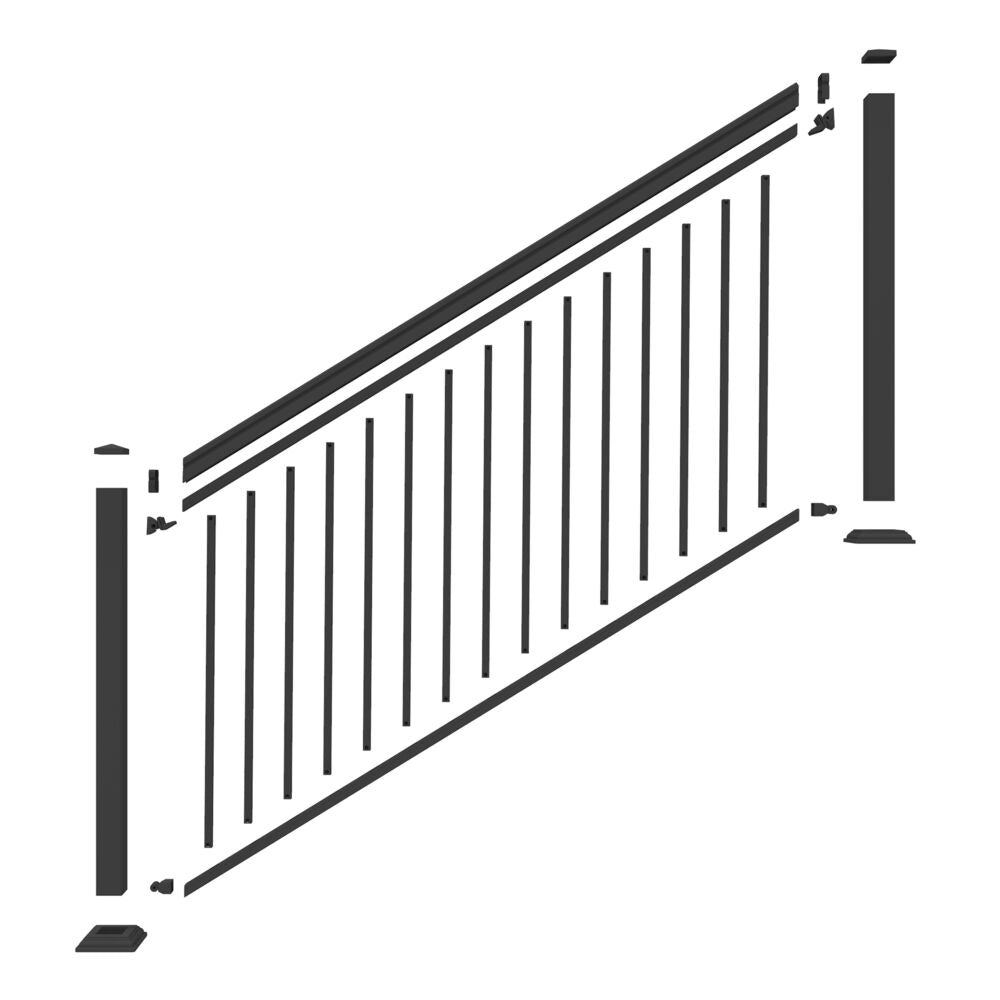 Freedom VersaRail Classic 6-ft x 36-in Matte Black Aluminum Deck Stair Rail Kit