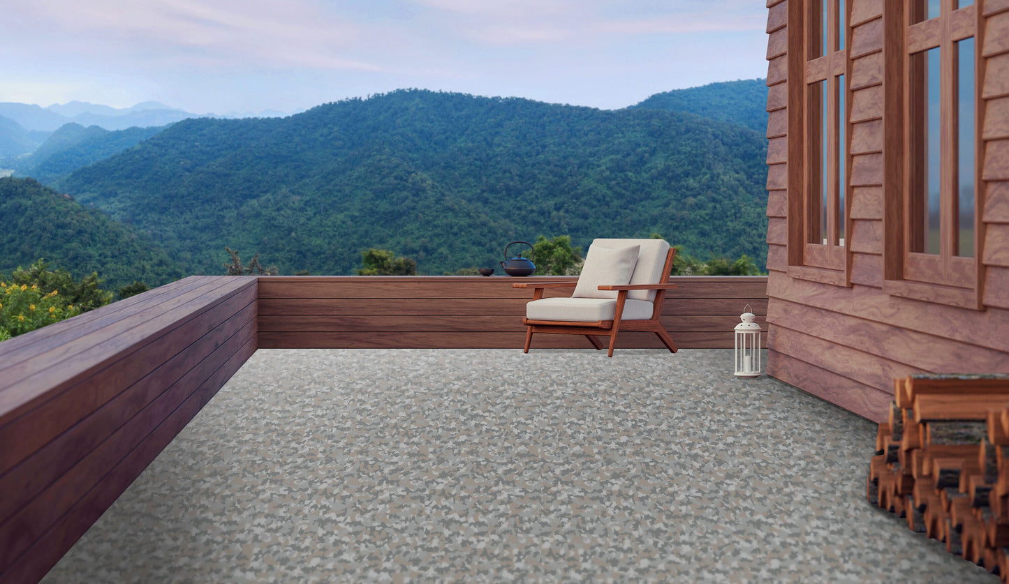 Dec-Tec DIY Camouflage Tan PVC Deck Flooring Roll, Water Resistant Membrane, 240-in x 74-in, Peel and Stick, Fire Rated, for Decks and More