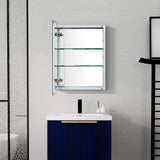 WELLFOR KAIF 16-in x 20-in Surface/Recessed Mount Aluminum Mirrored Soft Close Medicine Cabinet