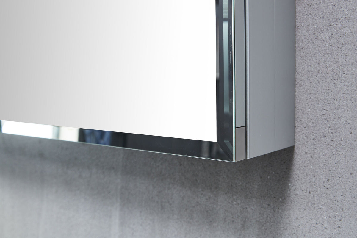 WELLFOR KAIF 16-in x 20-in Surface/Recessed Mount Aluminum Mirrored Soft Close Medicine Cabinet