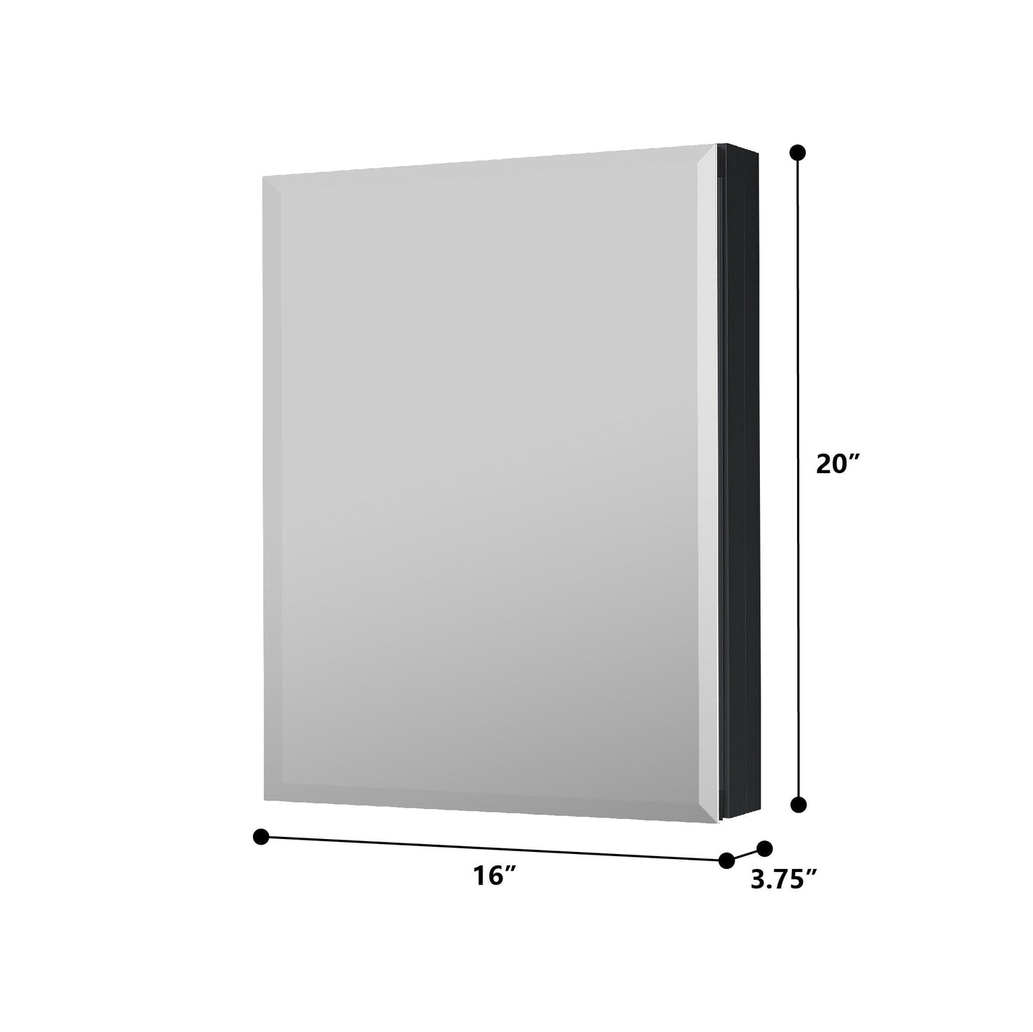 Forclover KF 16-in x 20-in Surface/Recessed Mount Black Mirrored Soft Close Medicine Cabinet