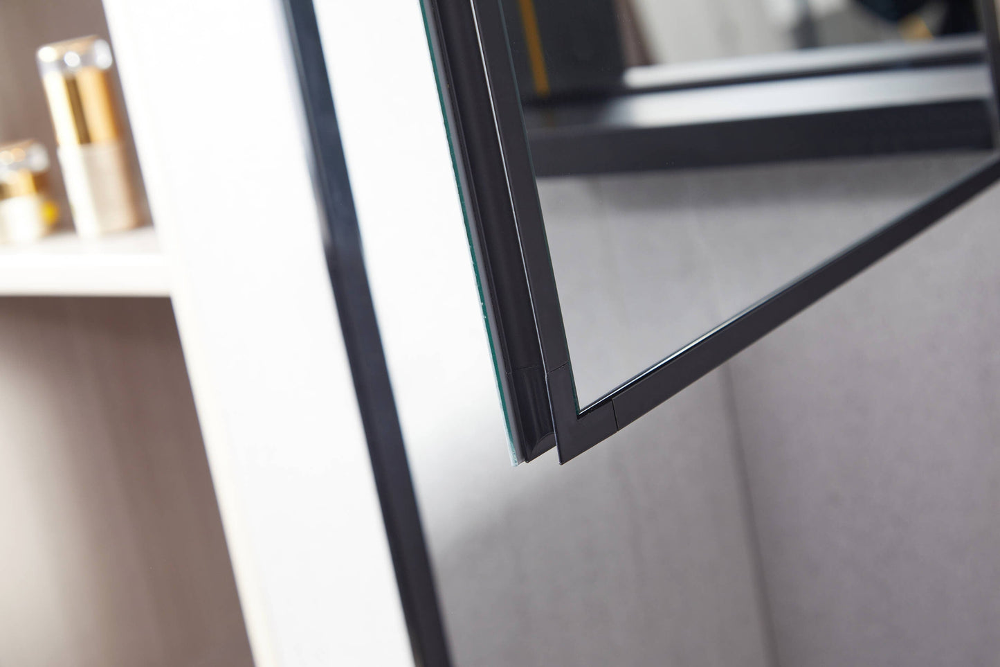 Forclover KF 16-in x 20-in Surface/Recessed Mount Black Mirrored Soft Close Medicine Cabinet
