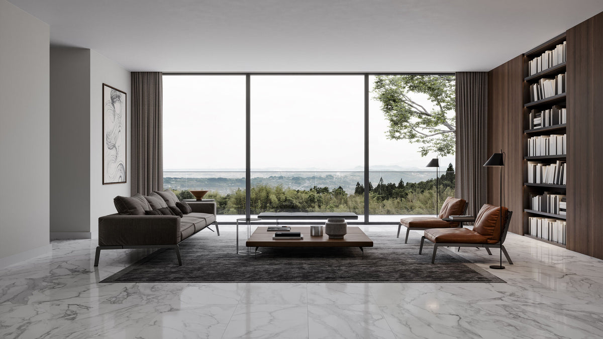 Satori Regent Statuario Abisso 24-in x 48-in Polished Porcelain Marble Look Floor and Wall Tile (7.75-sq. ft/ Piece)