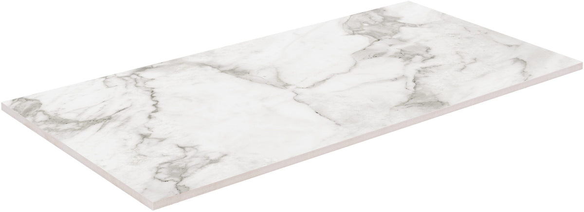 Satori Bianco Palazzo 12-in x 24-in Polished Porcelain Marble Look Floor and Wall Tile (1.94-sq. ft/ Piece)
