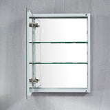 WELLFOR DH 16-in x 20-in Surface/Recessed Mount Satin Aluminum Mirrored Soft Close Medicine Cabinet