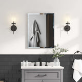 WELLFOR KAIF 16-in x 20-in Surface/Recessed Mount Aluminum Mirrored Soft Close Medicine Cabinet