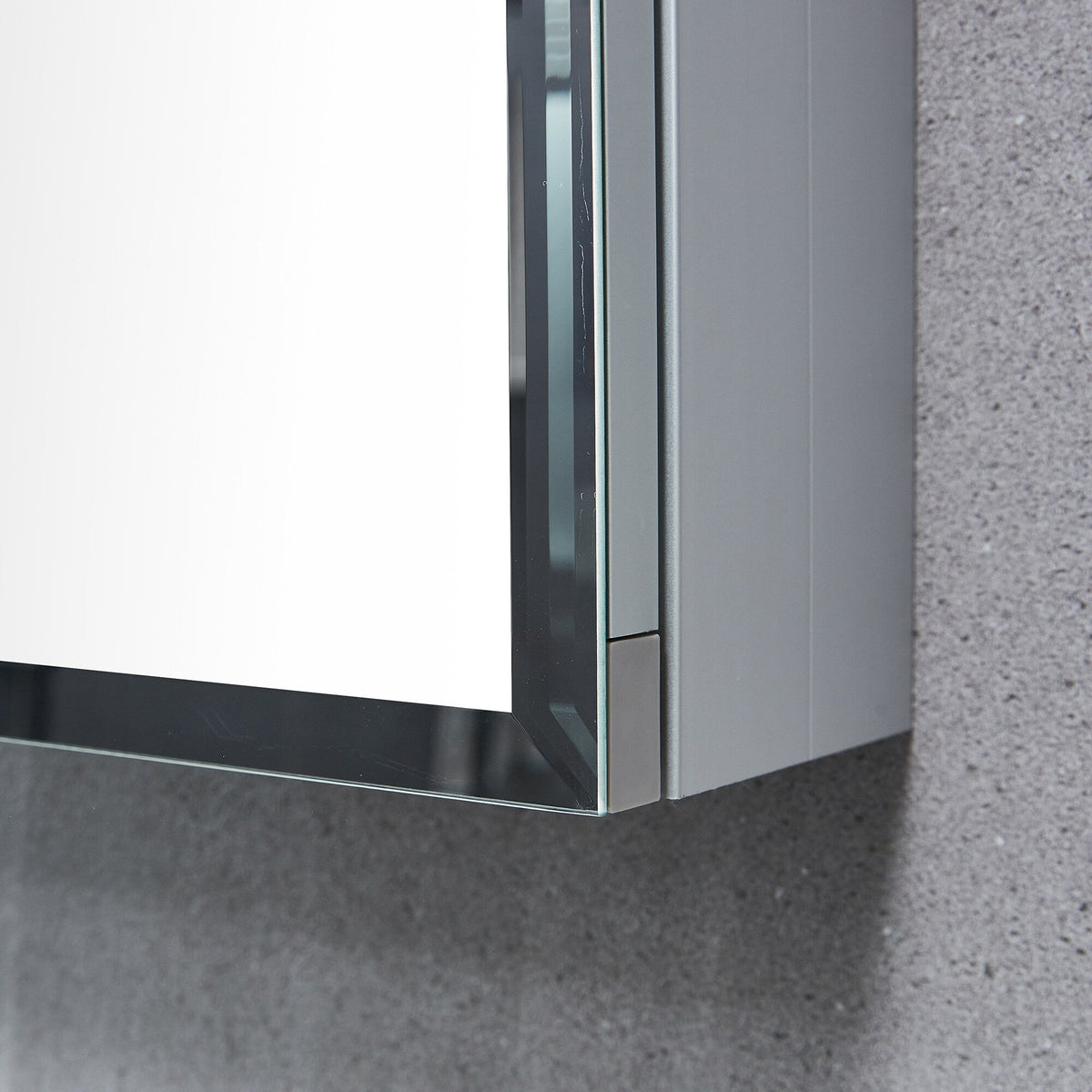 WELLFOR DH 23-in x 30-in Surface/Recessed Mount Satin Aluminum Mirrored Soft Close Medicine Cabinet