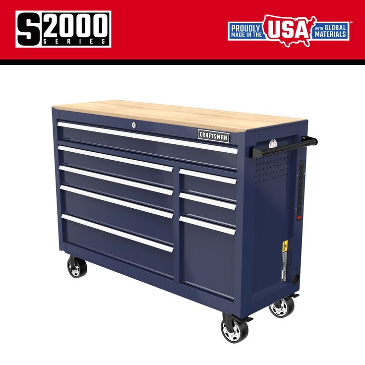 CRAFTSMAN 2000 Series 51.2-in L x 37.5-in H 8-Drawers Rolling Midnight Blue Wood Work Bench
