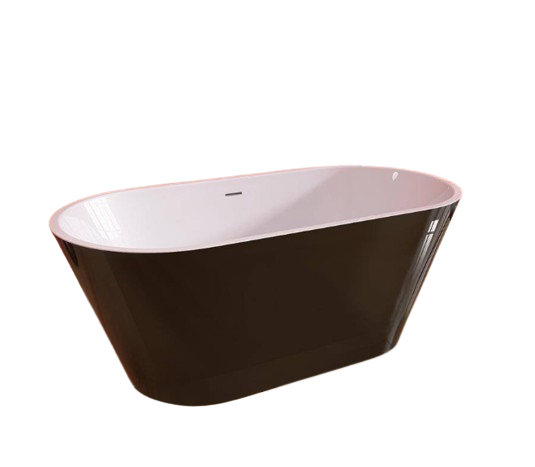 59 in. x 29.5 in. Free Standing Soaking Tub Flatbottom Acrylic Freestanding Bathtub with Chrome Drain in Glossy Black