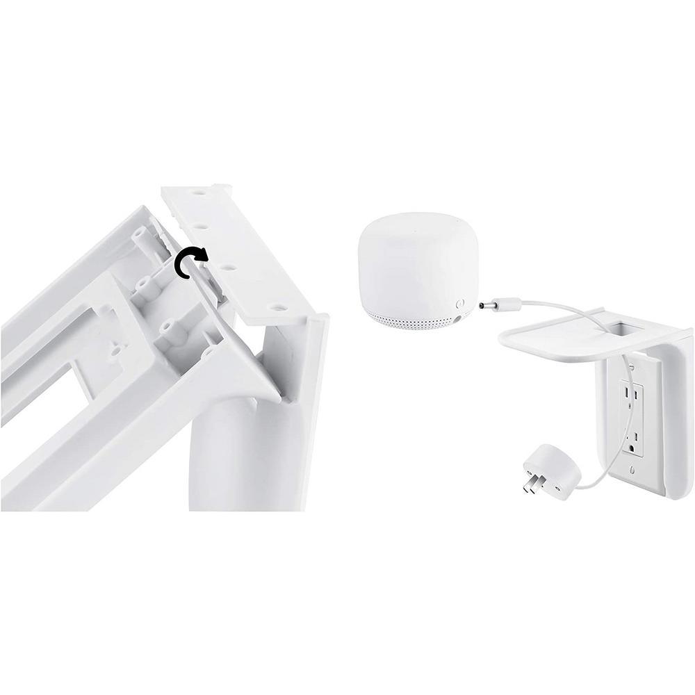 AC Outlet Mount for Google Nest Wi-Fi - Wall Outlet Shelf for Google Home, Nest Mini, Nest Hub, Dot Speaker, Sonos One - Super Arbor