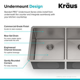 Standart PRO 33in. 16 Gauge Undermount 50/50 Double Bowl Stainless Steel Kitchen Sink - Super Arbor
