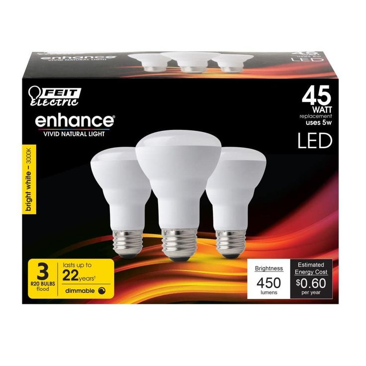 Feit Electric 45-Watt Equivalent R20 Dimmable CEC Title 24 Compliant LED ENERGY STAR 90+ CRI Flood Light Bulb Bright White (3-Pack)