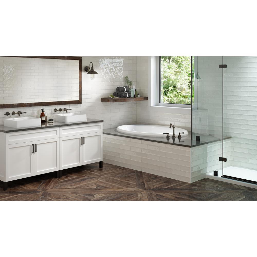 PROJECTA 59 in. 41 in. Acrylic Oval Drop-In Reversible Soaking Bathtub in White - Super Arbor