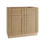 Home Decorators Collection Washington 36 in. W x 24 in. D x 34.5 in. H Assembled Plywood Sink Base Kitchen Cabinet in Oak with Soft Close Doors