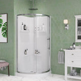 Maia 32 in. x 79.50 in. Corner Drain Corner Shower Kit in Clear and Chrome - Super Arbor