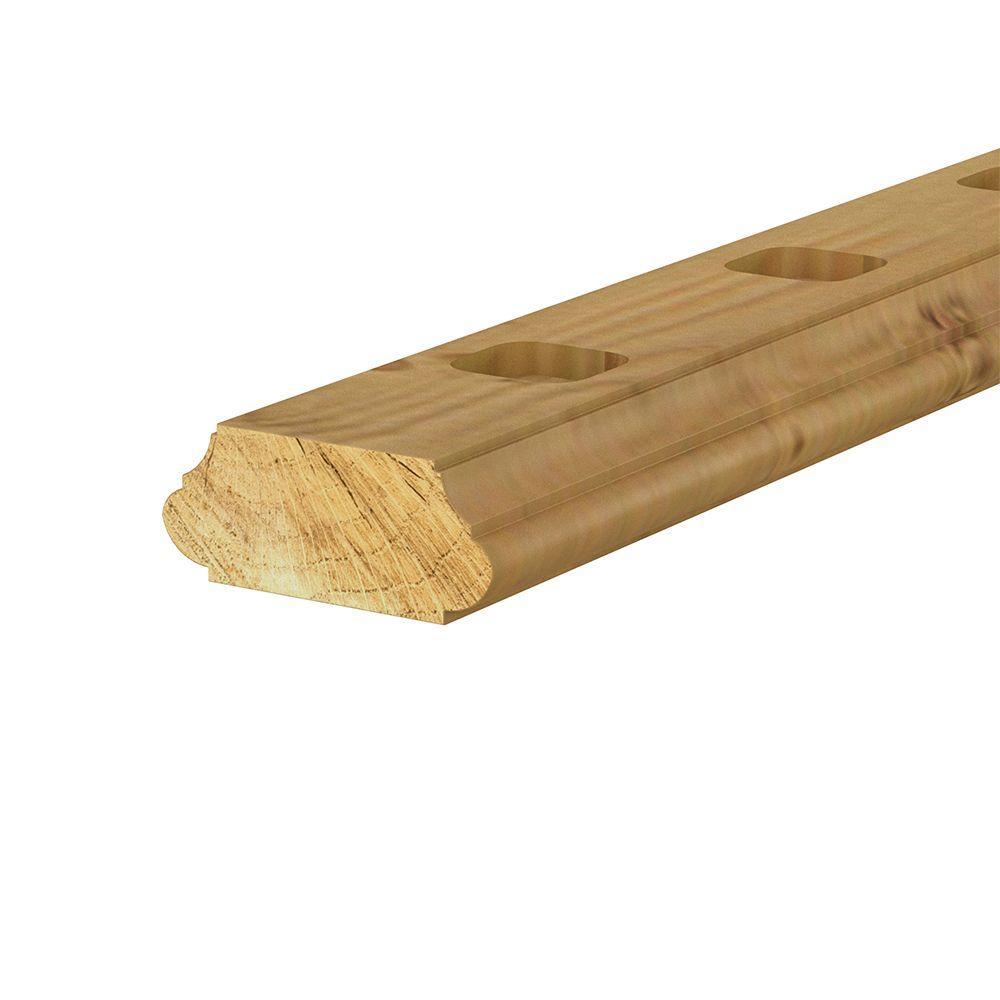 2 in. x 4 in. x 6 ft. Pressure-Treated Routed Hand Rail (4-Pack) - Super Arbor