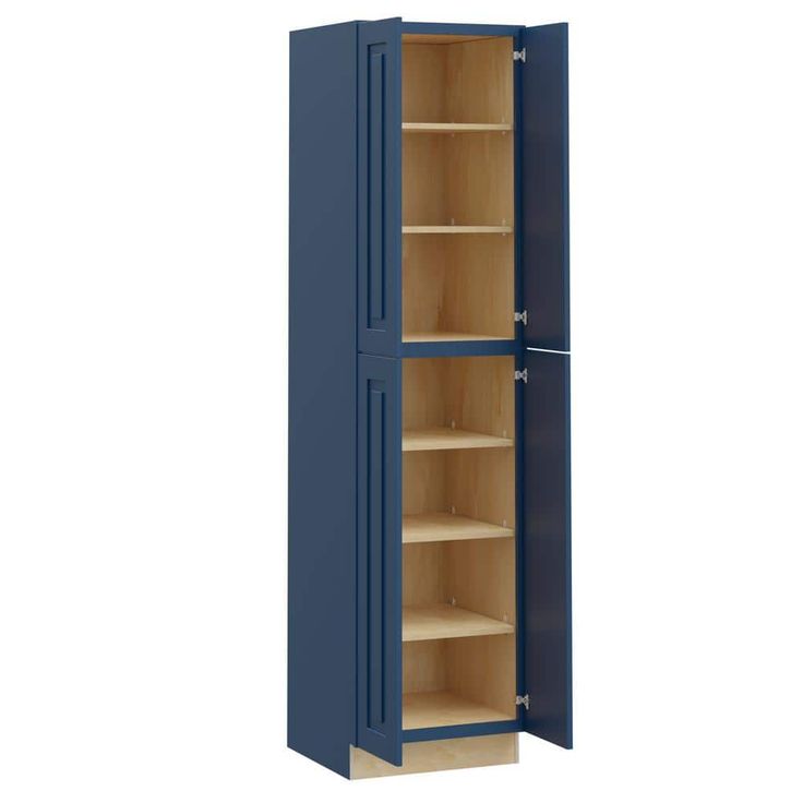 Home Decorators Collection Grayson 24 in. W x 24 in. D x 96 in. H Assembled Plywood Pantry Kitchen Cabinet in Mythic Blue with Soft Close
