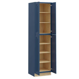 Home Decorators Collection Grayson 24 in. W x 24 in. D x 96 in. H Assembled Plywood Pantry Kitchen Cabinet in Mythic Blue with Soft Close