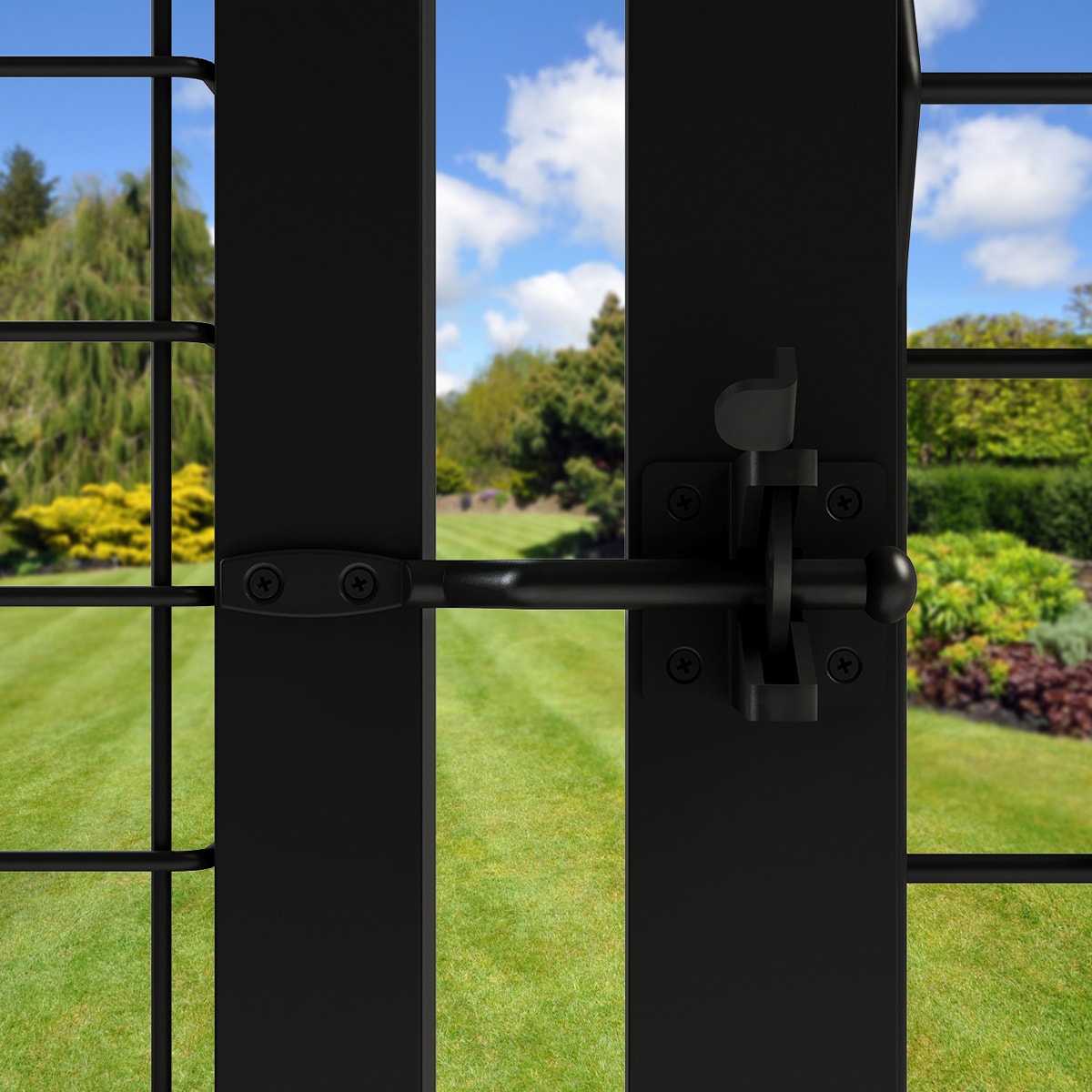 Ironcraft Euro Black Powder-coated Steel Flat-top Decorative Fence Gate