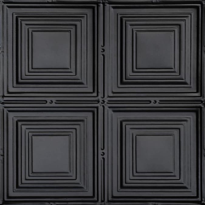 From Plain to Beautiful in Hours 2-ft x 2-ft Cubism Satin Black Steel Drop Ceiling Tile (6-Pack, 24-sq ft / Case)
