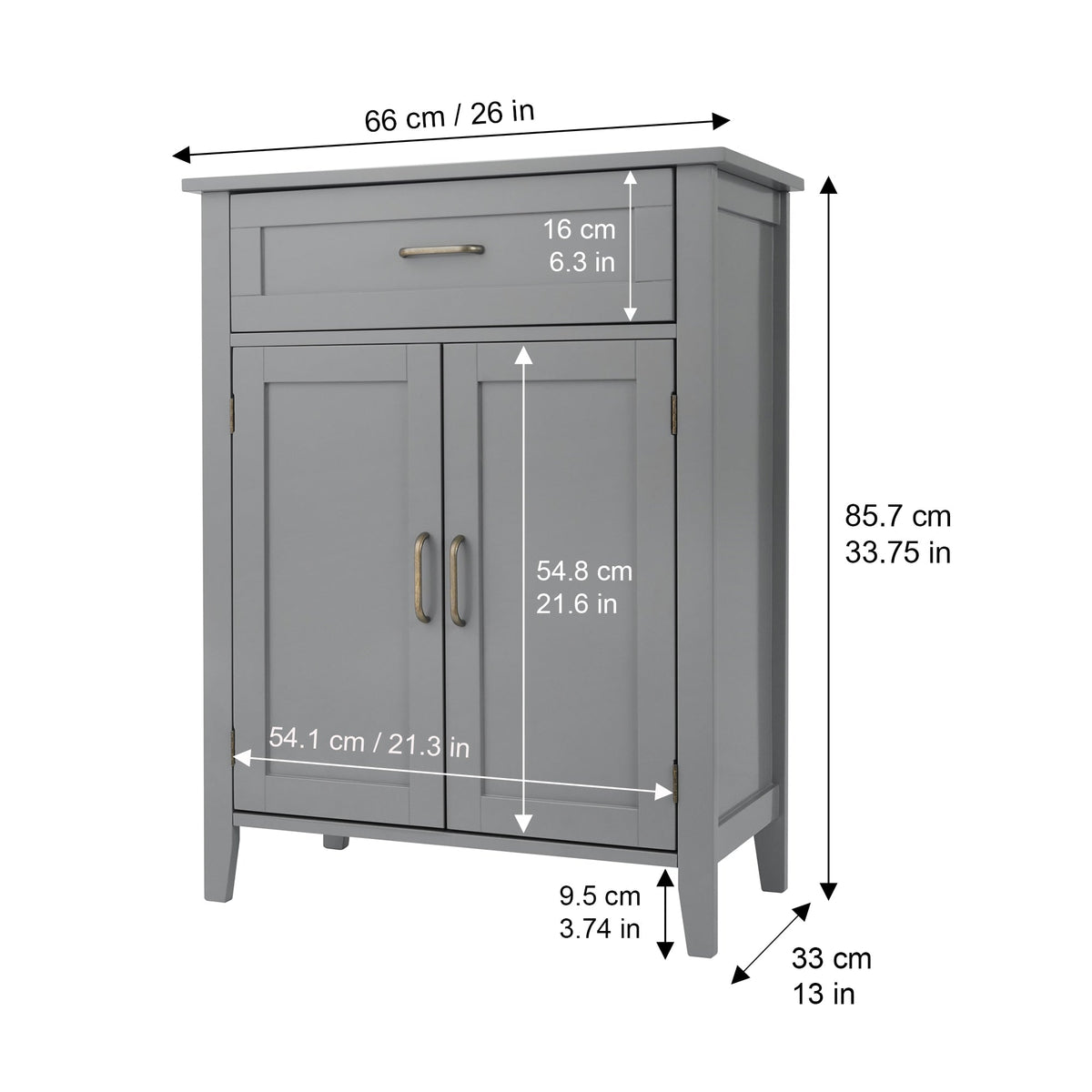 Teamson Home Mercer 26-in x 33.75-in x 13-in Gray Freestanding Linen Cabinet