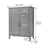 Teamson Home Mercer 26-in x 33.75-in x 13-in Gray Freestanding Linen Cabinet