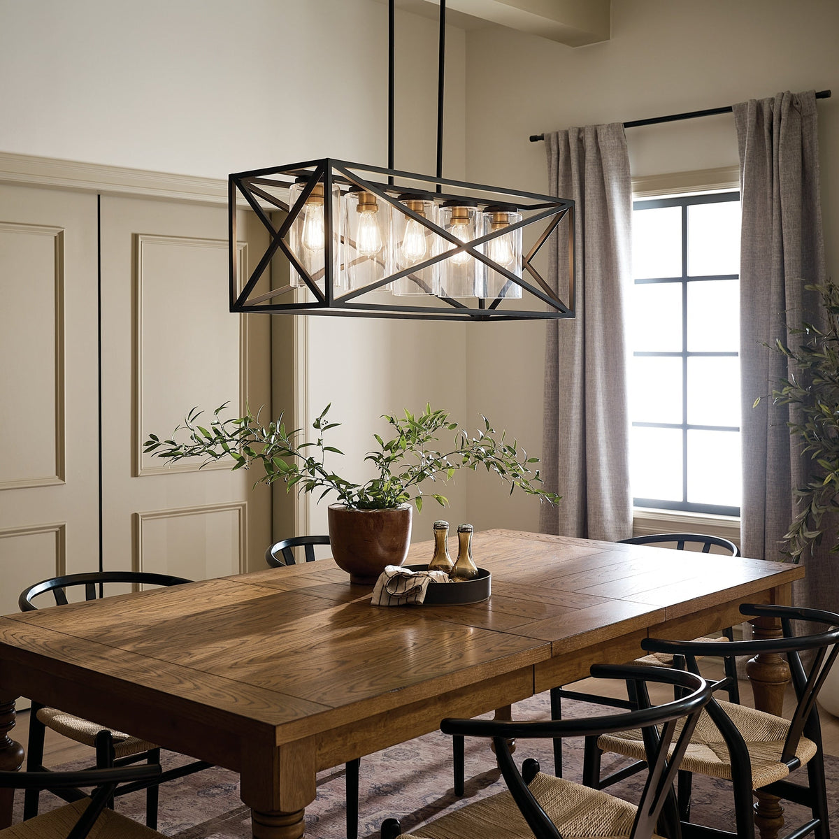 Kichler Moorgate 5-Light Black Farmhouse Cage Chandelier