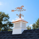 Good Directions Manchester Cupola with Copper Horse Weathervane, 18-in x 46-in White Vinyl Cupola with 24-Gauge Copper Roof