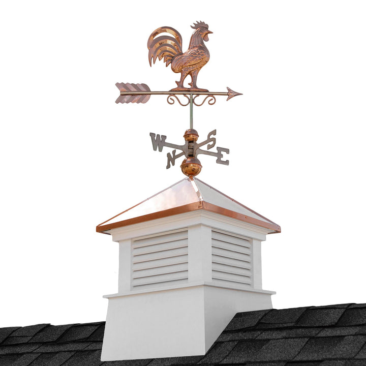 Good Directions Manchester Cupola with Copper Eagle Weathervane, 18-in x 49-in, White Vinyl with Copper Roof