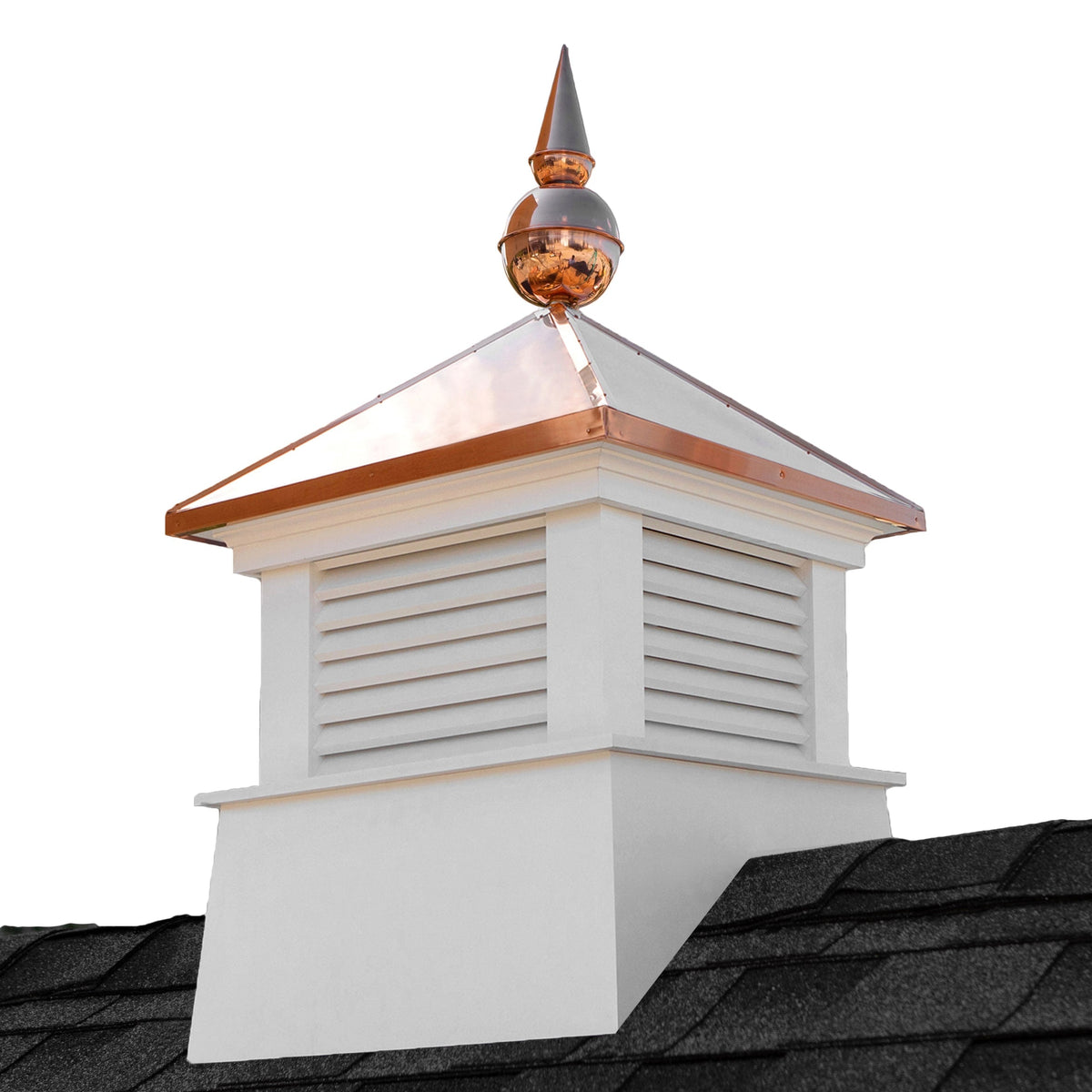 Good Directions Manchester Cupola with Copper Finial, 18-in x 24-in White Vinyl Cupola with 24-Gauge Copper Roof