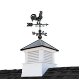 Good Directions Manchester Vinyl Cupola with Black Aluminum Roof and Black Rooster Weathervane, 26-in W x 59-in H