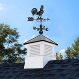 Good Directions Manchester Vinyl Cupola with Black Aluminum Roof and Black Rooster Weathervane, 26-in W x 59-in H