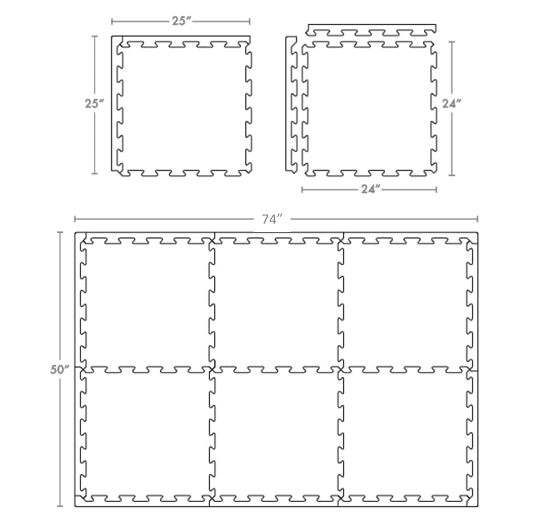 Courage GymFloor 24-in W x 24-in L x 0.236-in T Interlocking Rubber Gym Floor Tile (34-sq ft) (8-Pack)