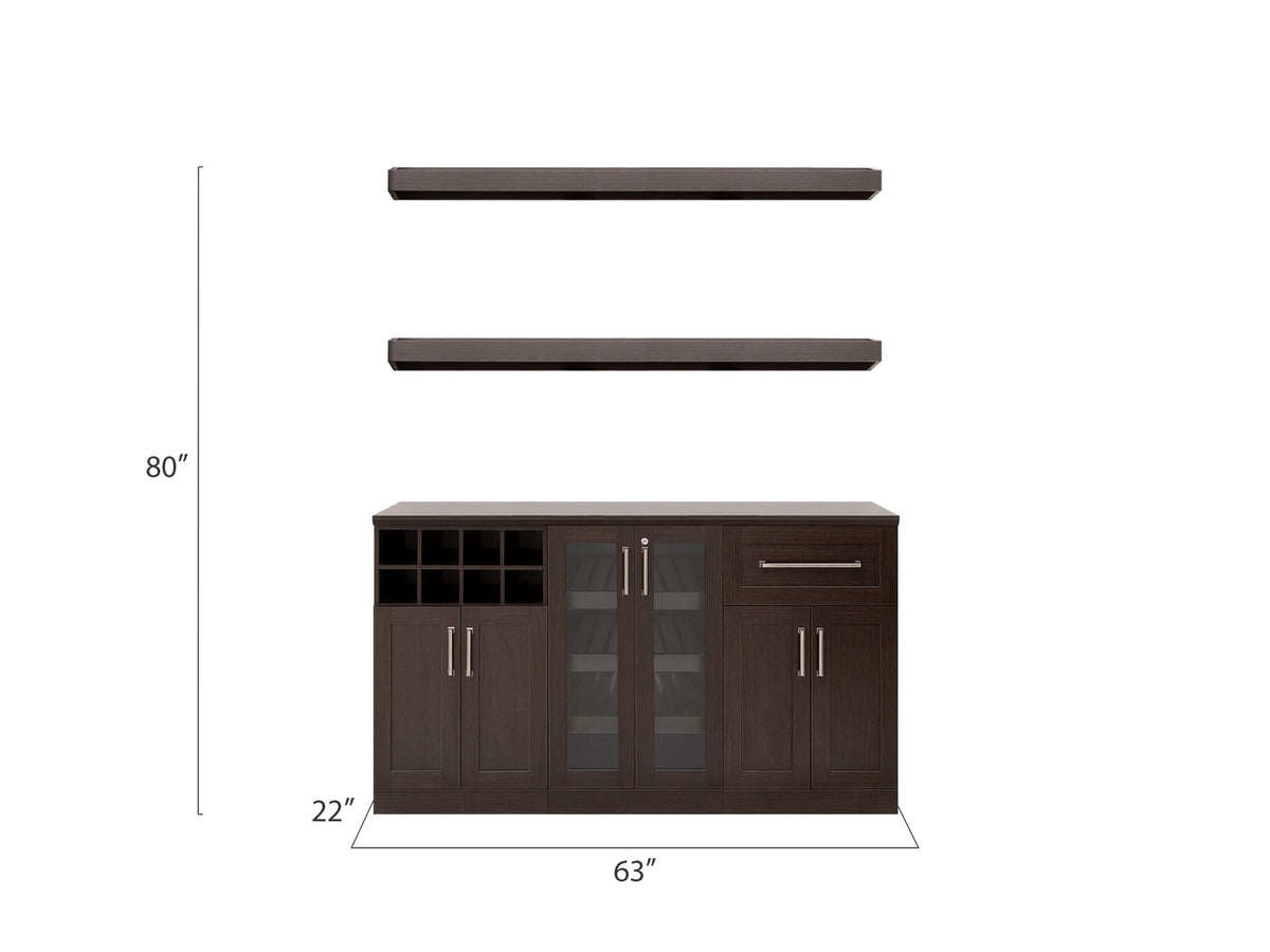 NewAge Products Home Bar 63-in x 80-in Brown Rectangle Bar Cabinet