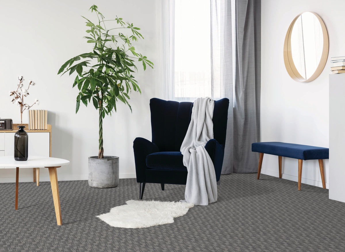 STAINMASTER Essentials So in Love Spanish Sky Pattern Indoor Carpet – 12‑ft Roll, 35‑oz Face Weight