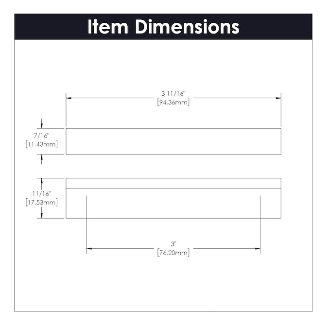 Hickory Hardware Streamline (96Mm) Center to Center Rectangular Bar Drawer Pull