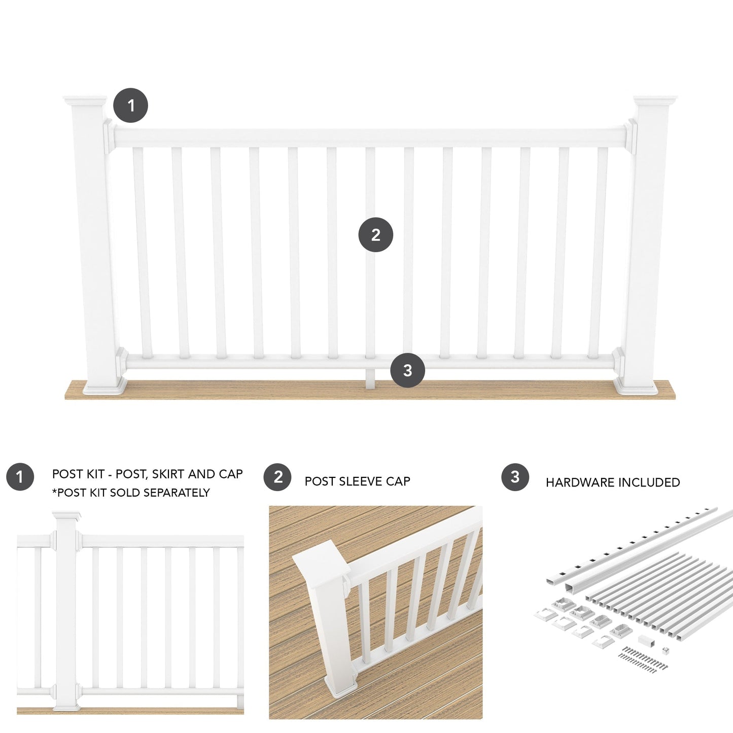 Deckorators Grab and Go White Composite Deck Rail Kit