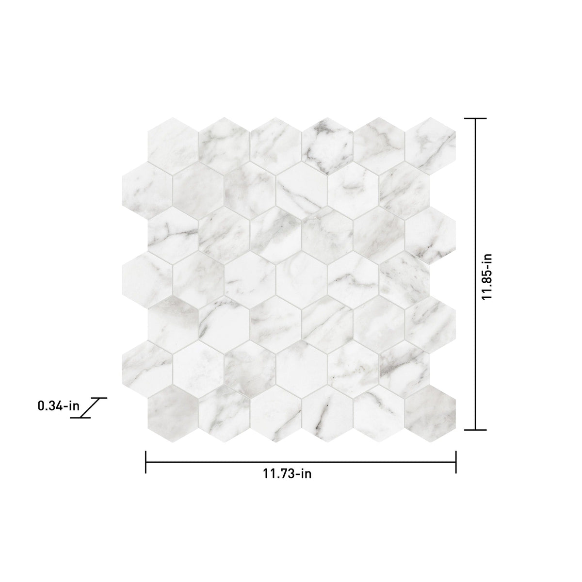 Satori Bianco Palazzo 12-in x 12-in Polished Porcelain Marble Look Hexagon Mosaic Floor and Wall Tile (0.97-sq. ft/ Piece)