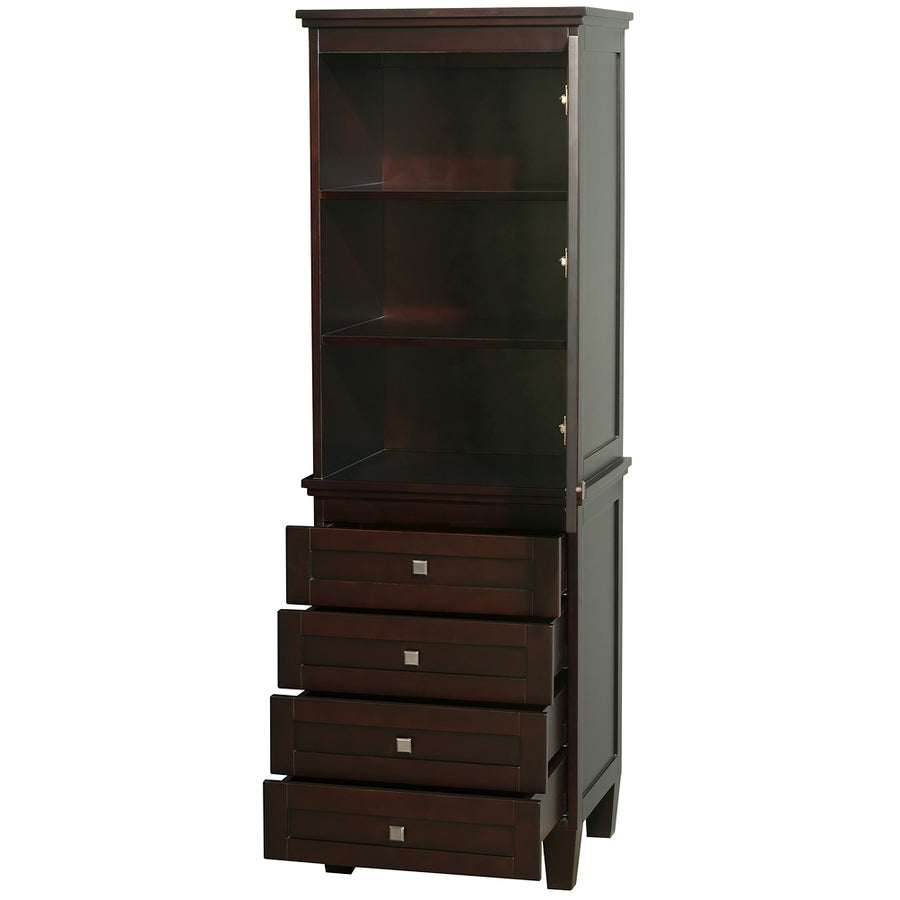Wyndham Collection Acclaim 24-in W x 72.25-in H x 20-in D Espresso Oak Freestanding Linen Cabinet